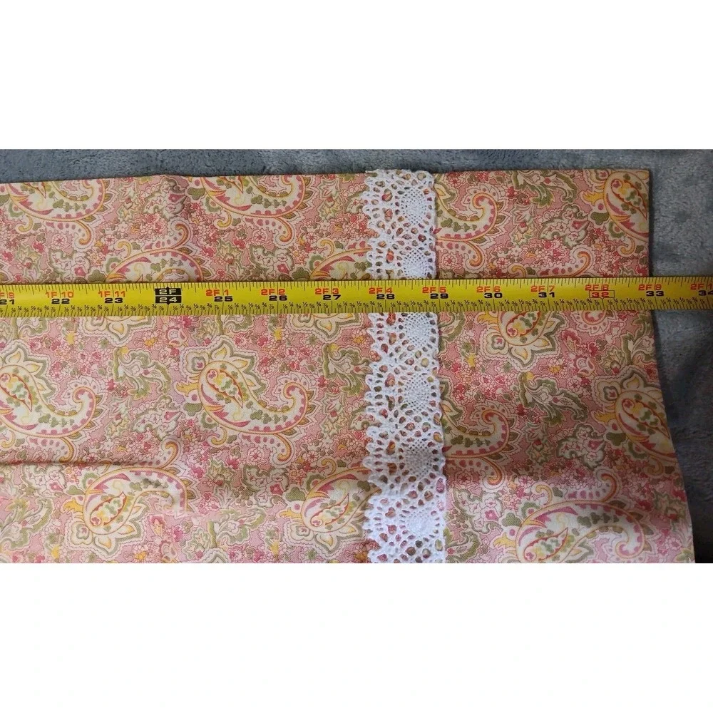 2 Handmade New Queen Pillowcases Pink Pastel Paisley 33x19.5